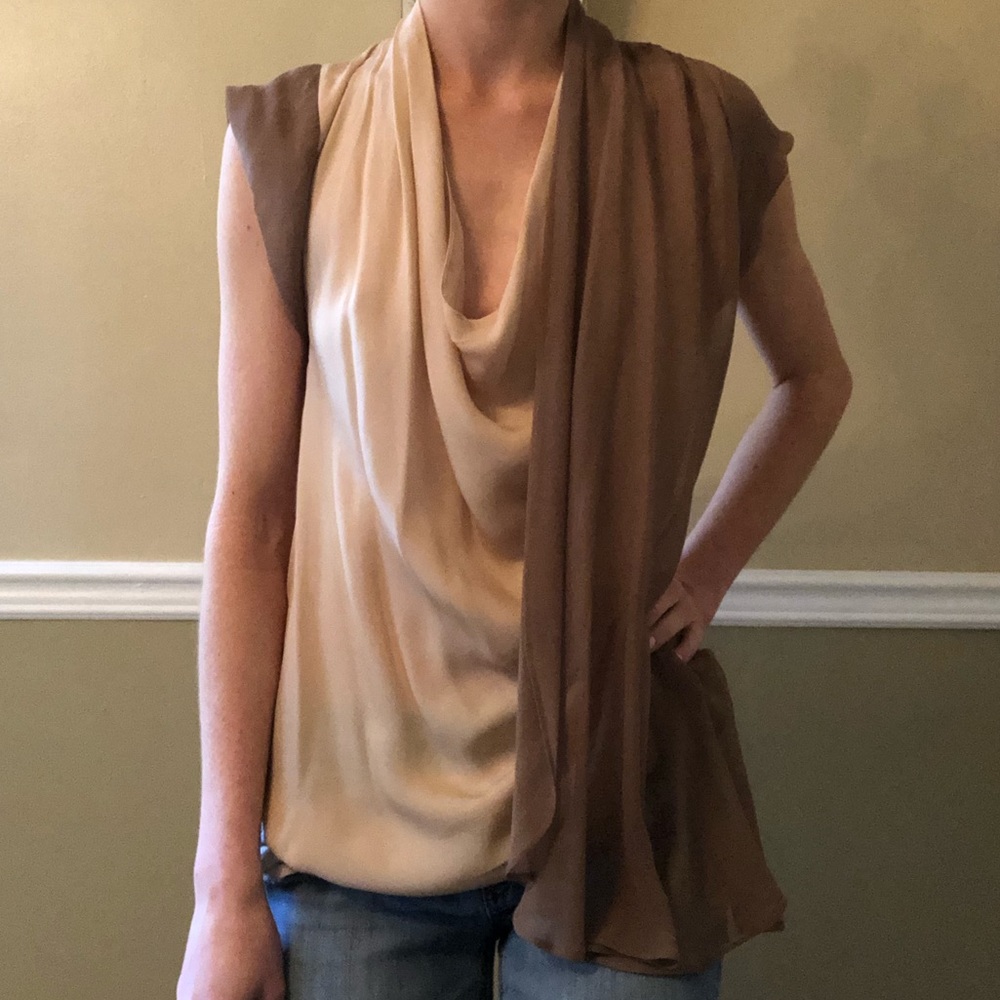 HAUTE HIPPIE 💯 % SILK NUDE BLOUSE